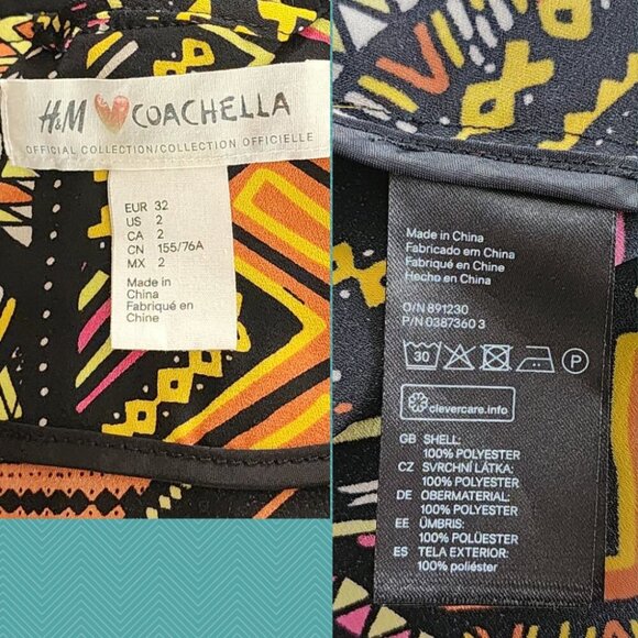 H&M x Coachella Abstract Aztec Print Full Zip Bomber Jacket - Picture 4 of 4